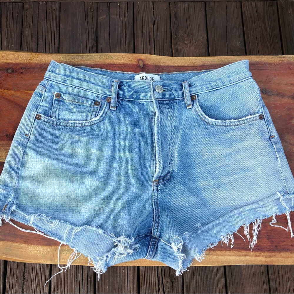 Agolde Light Blue Denim Jean Shorts